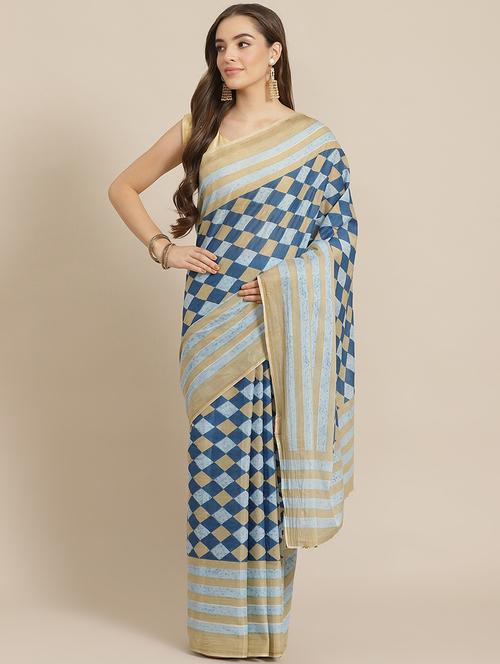 bagru printed saree with blouse - 17707497 - Standard Image - 1