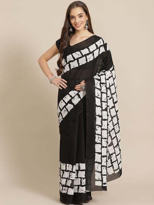 bagru printed saree with blouse - 17707503 - Standard Image - 1