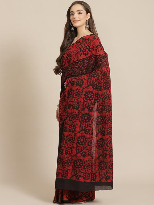 bagru printed saree with blouse - 17707507 - Standard Image - 1