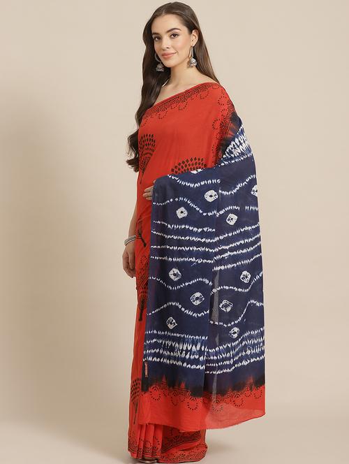 bagru printed saree with blouse - 17707512 - Standard Image - 1
