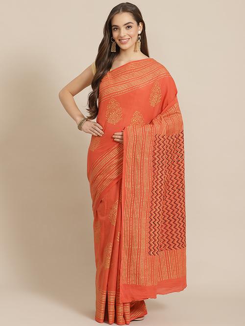 bagru printed saree with blouse - 17707517 - Standard Image - 1