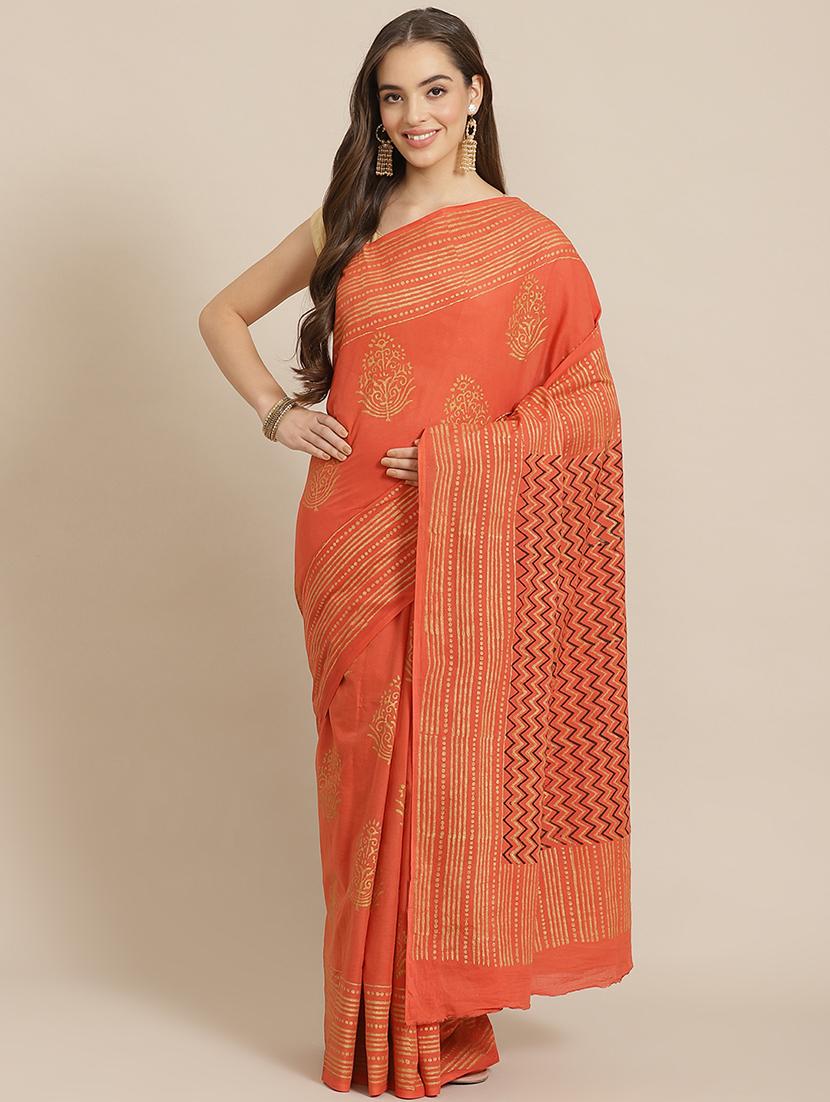 bagru printed saree with blouse - 17707517 - Zoom Image - 1