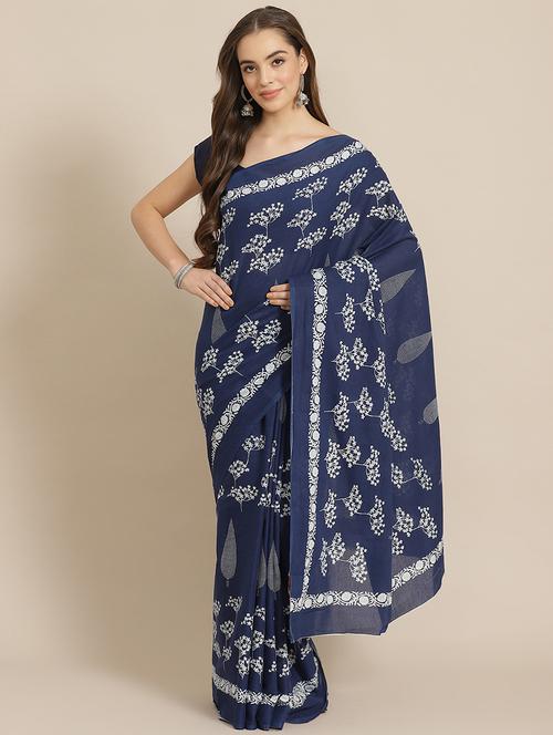 bagru printed saree with blouse - 17707521 - Standard Image - 1