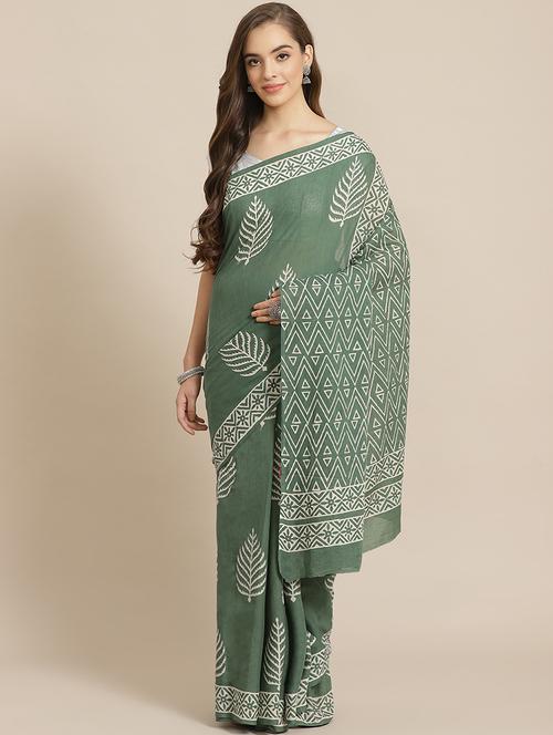 bagru printed saree with blouse - 17707528 - Standard Image - 1