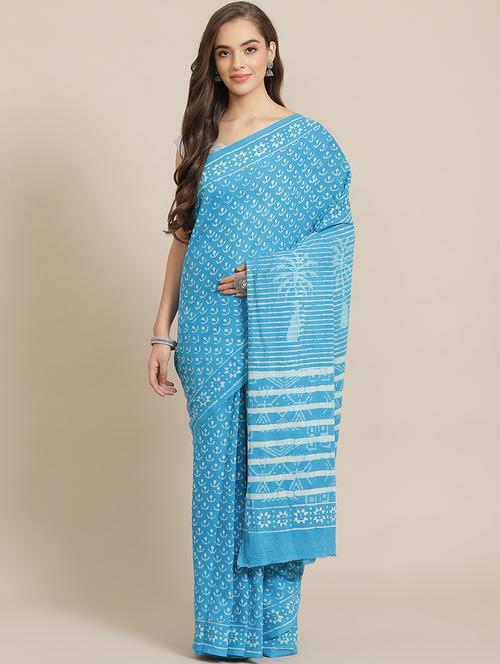 bagru printed saree with blouse - 17707529 - Standard Image - 1