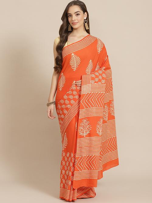 bagru printed saree with blouse - 17707535 - Standard Image - 1