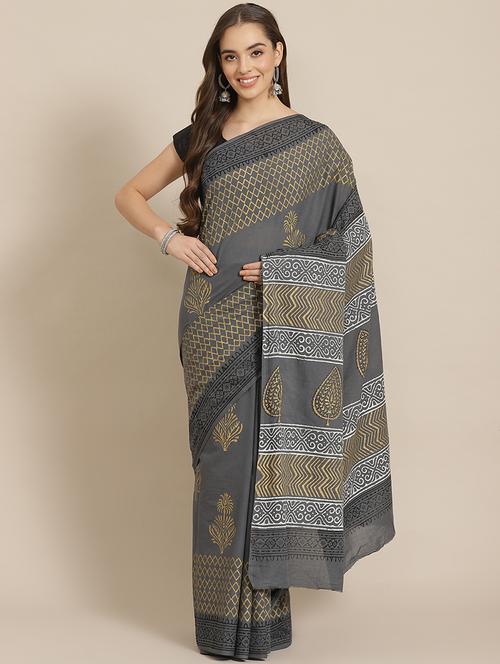 bagru printed saree with blouse - 17707539 - Standard Image - 1