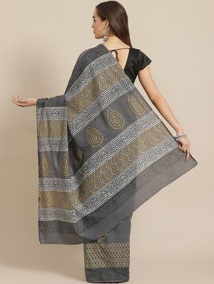 bagru printed saree with blouse - 17707539 - Standard Image - 2