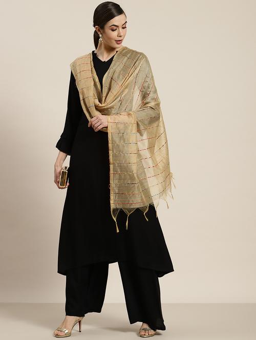 gold cotton blend chanderi dupatta - 17707543 - Very Small Image - 1