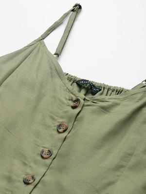 green rayon fit & flare dress - 17708986 - Standard Image - 4