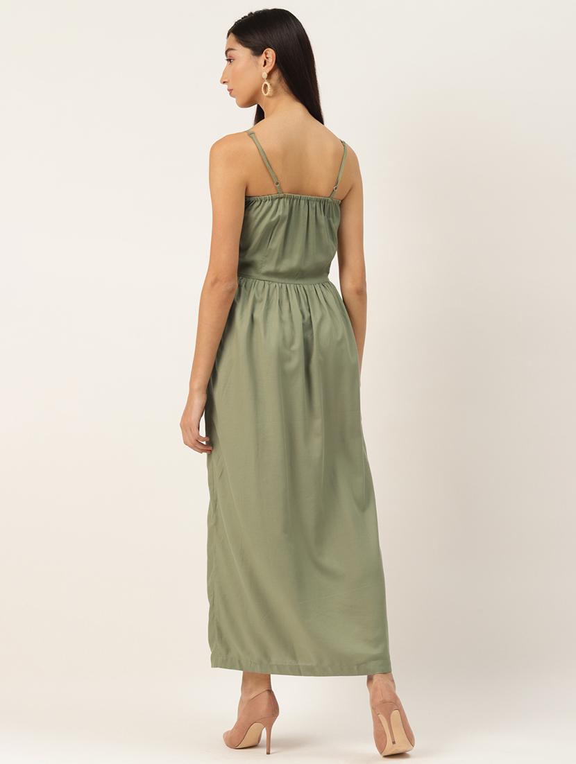 green rayon fit & flare dress - 17708986 - Zoom Image - 3
