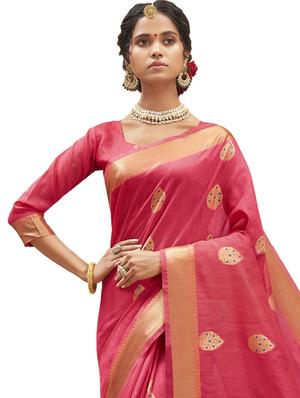 jacquard woven saree with blouse - 17709230 - Standard Image - 2