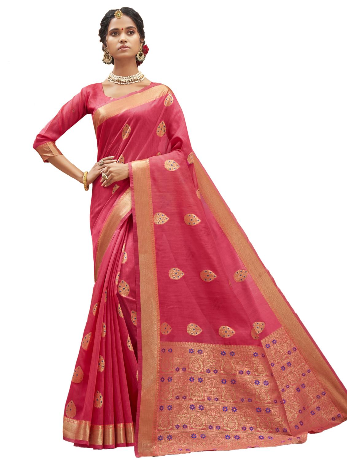 jacquard woven saree with blouse - 17709230 - Zoom Image - 1