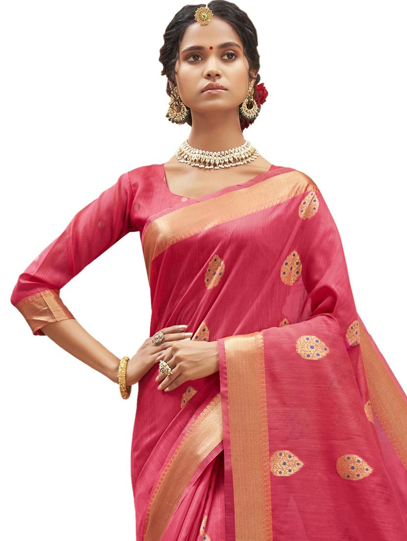 jacquard woven saree with blouse - 17709230 - Zoom Image - 2