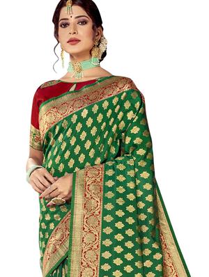 jacquard woven saree with blouse - 17709233 - Standard Image - 2