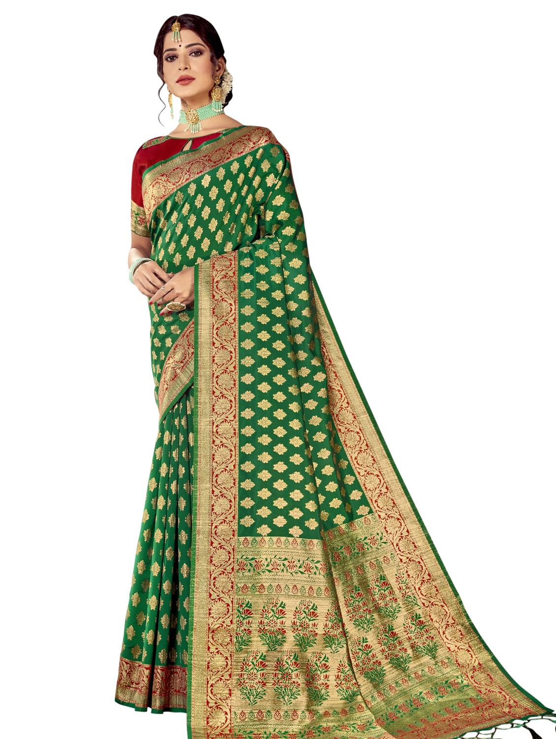 jacquard woven saree with blouse - 17709233 - Zoom Image - 1