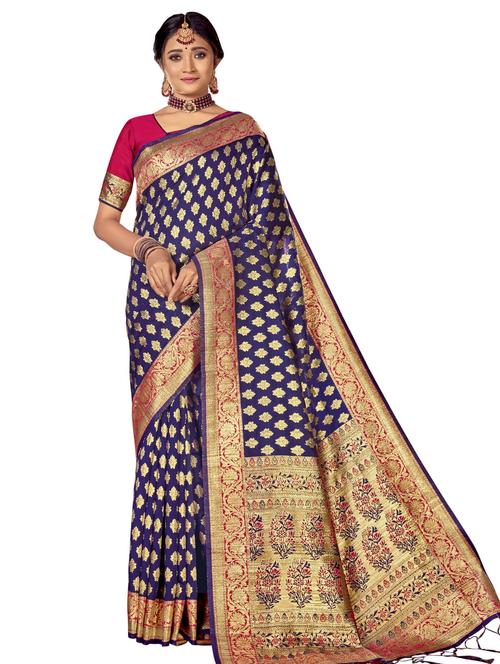 jacquard woven saree with blouse - 17709235 - Standard Image - 1
