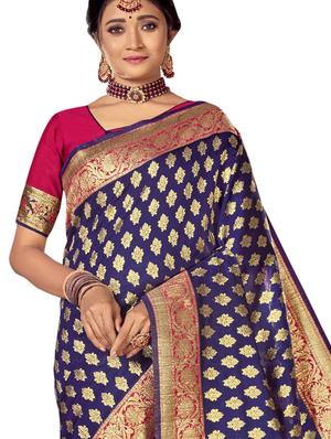 jacquard woven saree with blouse - 17709235 - Standard Image - 2