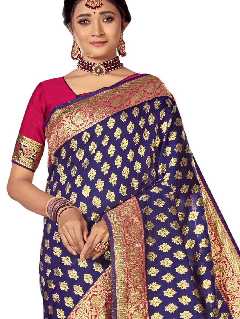 jacquard woven saree with blouse - 17709235 - Zoom Image - 2