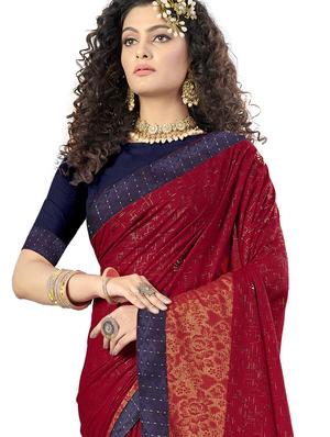 self design woven saree with blouse - 17709238 - Standard Image - 2