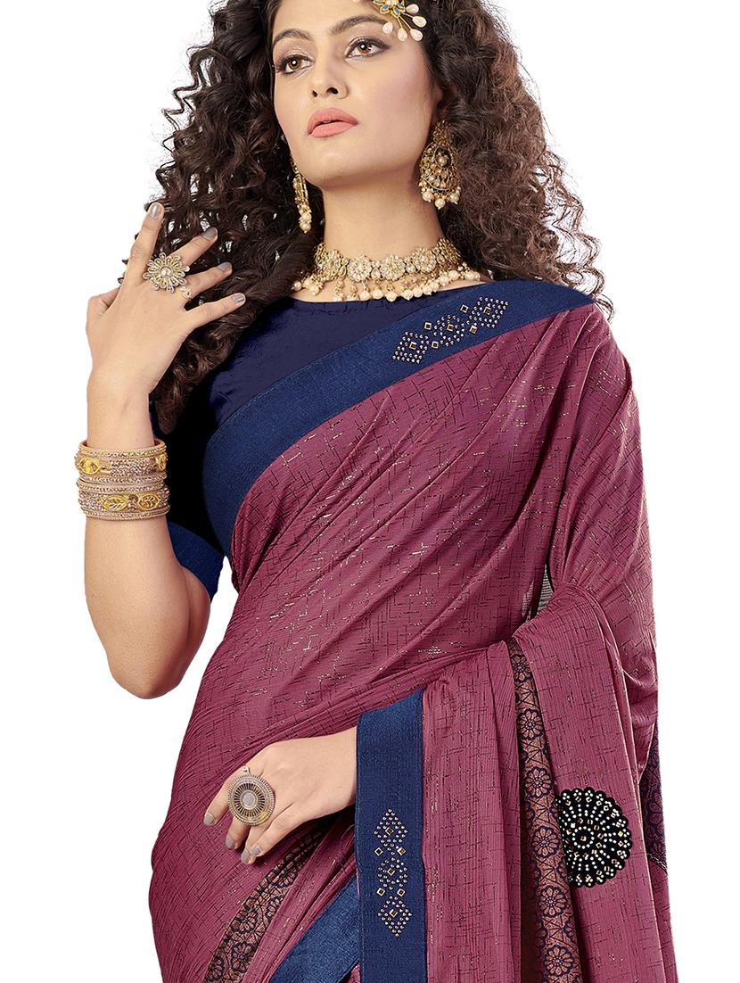 magenta chiffon woven saree with blouse - 17709241 - Zoom Image - 2