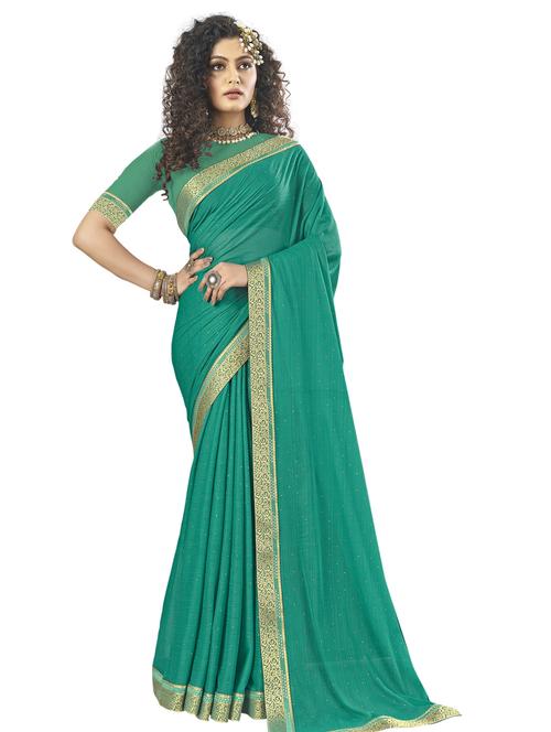 solid bordered saree with blouse - 17709247 - Standard Image - 1