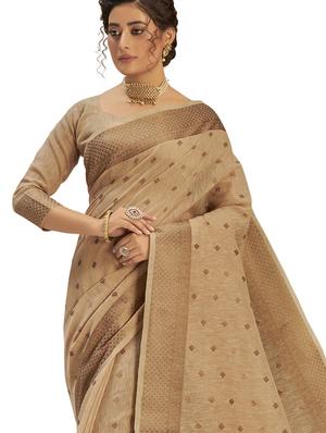self design woven saree with blouse - 17709277 - Standard Image - 2