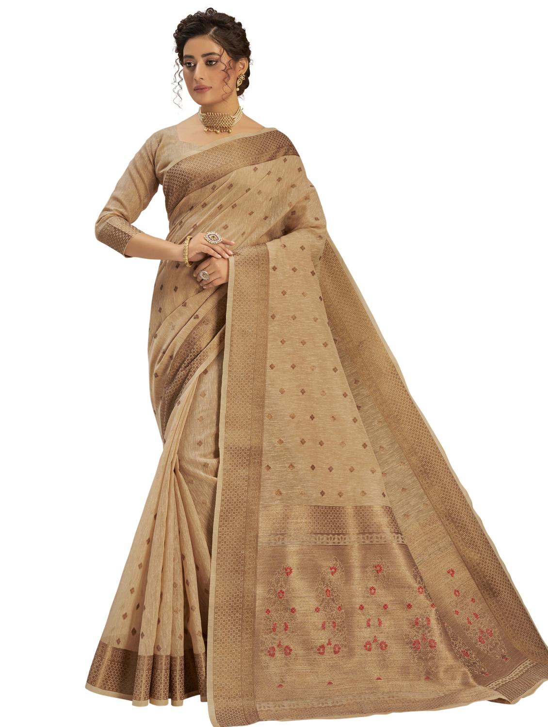 self design woven saree with blouse - 17709277 - Zoom Image - 1