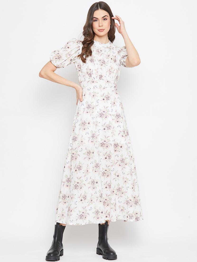 puff sleeved floral maxi dress - 17709280 - Zoom Image - 1