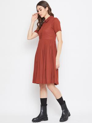 pleated polka dot shirt dress - 17709286 - Standard Image - 2