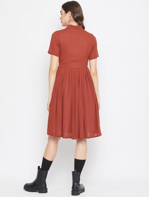 pleated polka dot shirt dress - 17709286 - Standard Image - 3