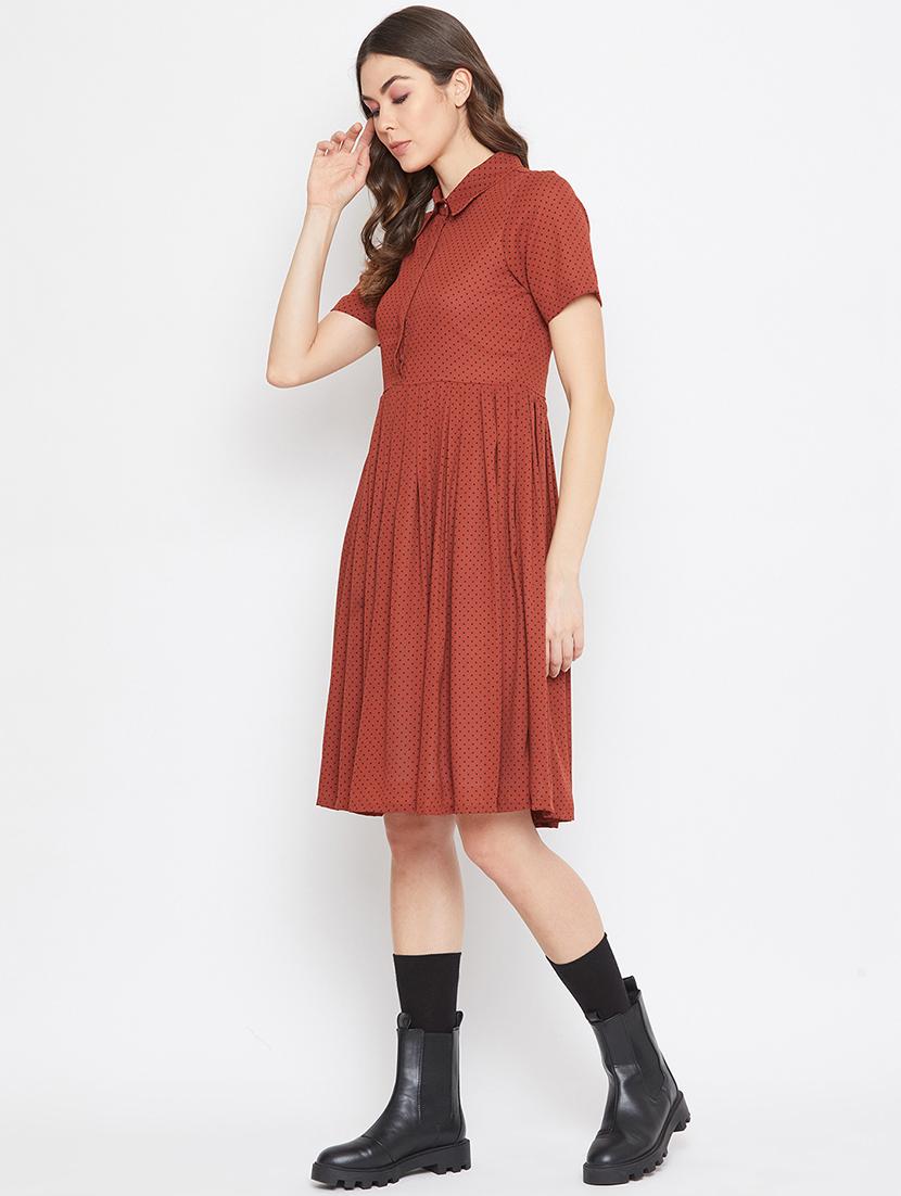 pleated polka dot shirt dress - 17709286 - Zoom Image - 2