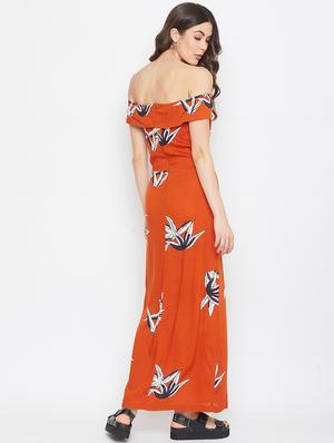 off shoulder solid maxi dress - 17709293 - Standard Image - 3