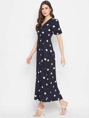 tie front polka dot wrap maxi dress - 17709294 - Standard Image - 2