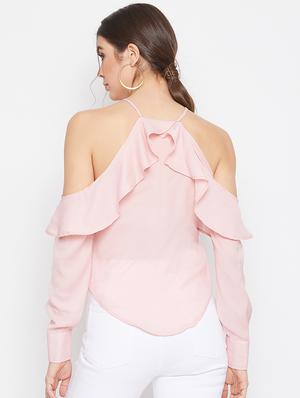 cold shoulder ruffled crop top - 17709302 - Standard Image - 3