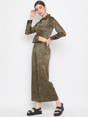 tie front animal crop top with trouser set - 17709306 - Standard Image - 2