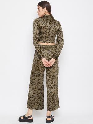 tie front animal crop top with trouser set - 17709306 - Standard Image - 3