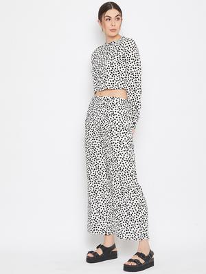 animal print crop top with trouser set - 17709307 - Standard Image - 2