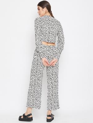 animal print crop top with trouser set - 17709307 - Standard Image - 3