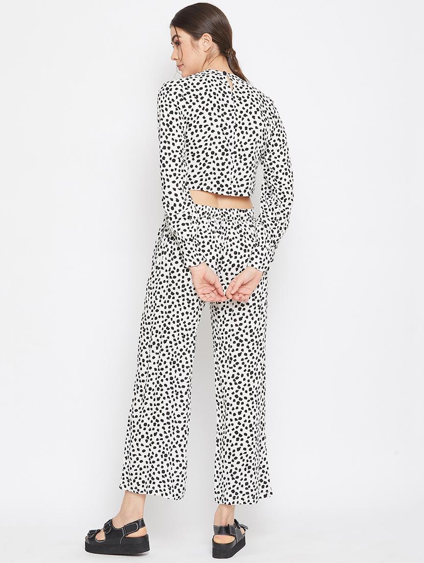animal print crop top with trouser set - 17709307 - Zoom Image - 3