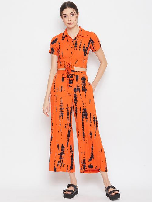 tie front tie & dye top with trouser set - 17709308 - Standard Image - 1