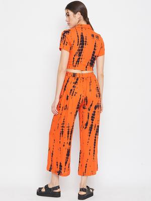 tie front tie & dye top with trouser set - 17709308 - Standard Image - 3