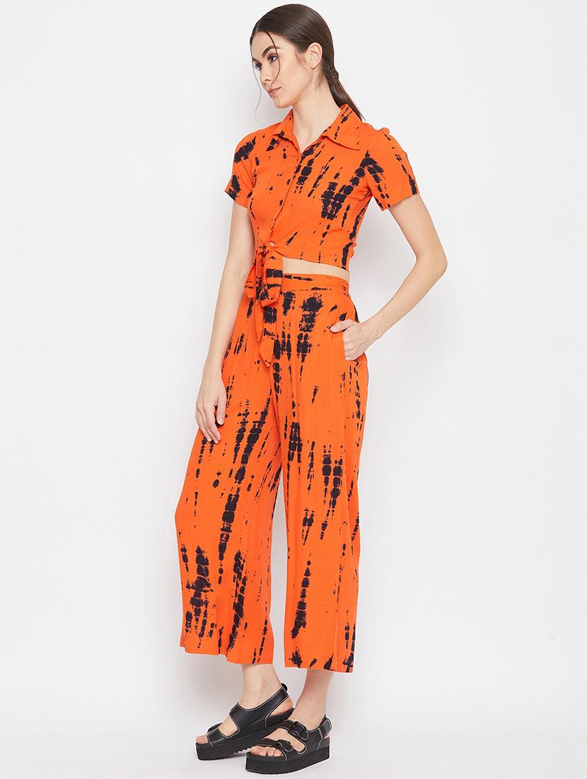 tie front tie & dye top with trouser set - 17709308 - Zoom Image - 2