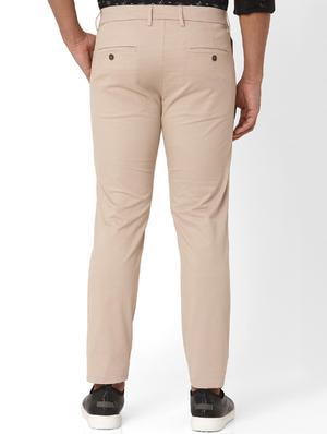 beige solid flat front casual trouser - 17709366 - Standard Image - 3