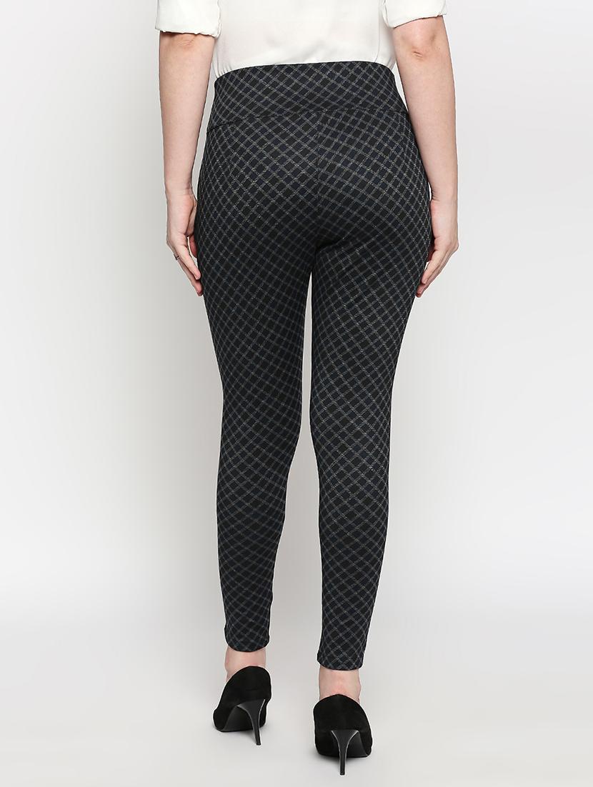 mid rise checkered treggings trouser - 17709555 - Zoom Image - 3