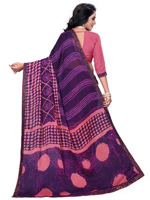 striped printed saree with blouse - 17709556 - Standard Image - 2