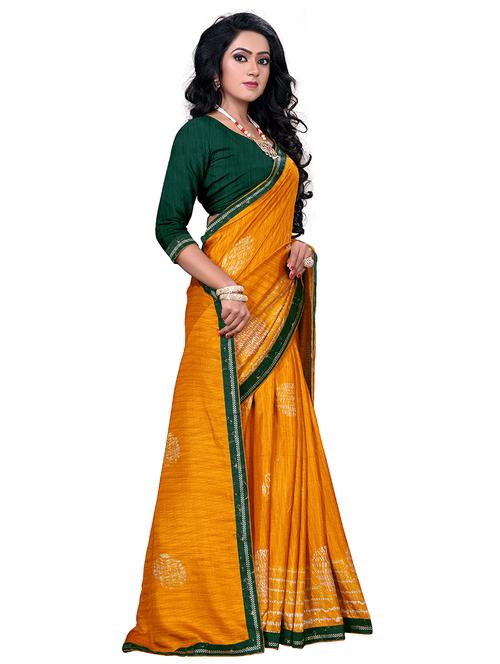 solid borderd saree with blouse - 17709557 - Standard Image - 1