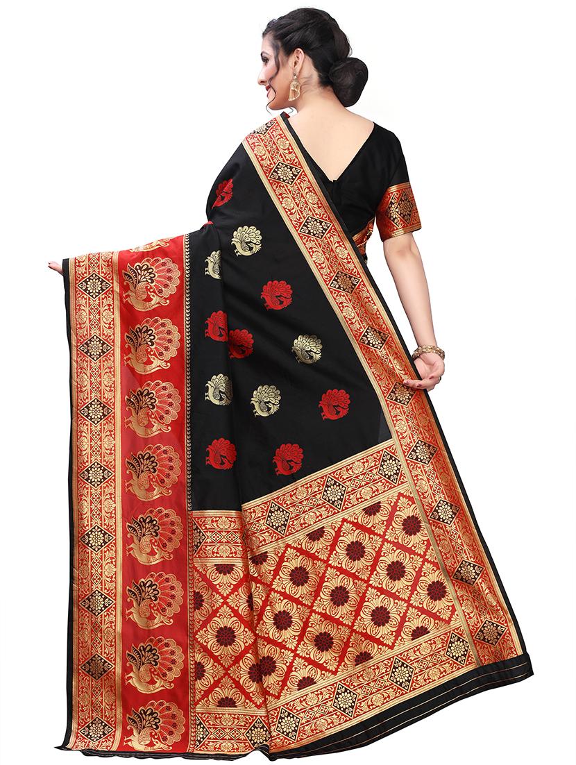 ethnic motifs banarasi saree with blouse - 17709558 - Zoom Image - 2