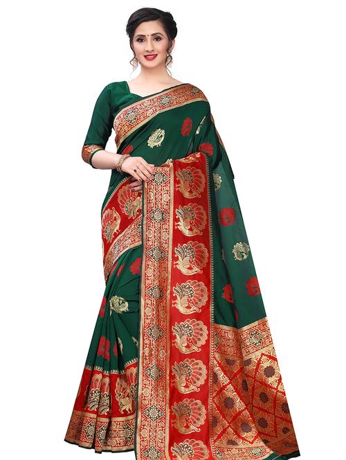 ethnic motifs banarasi saree with blouse - 17709559 - Standard Image - 1