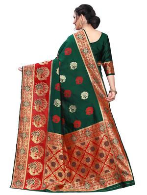 ethnic motifs banarasi saree with blouse - 17709559 - Standard Image - 2